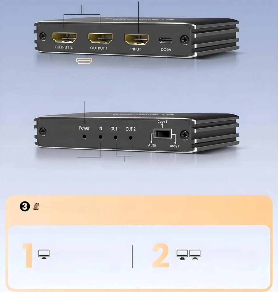SKILTUVAS HDMI-SP-1/2-2.1 PAWONIK