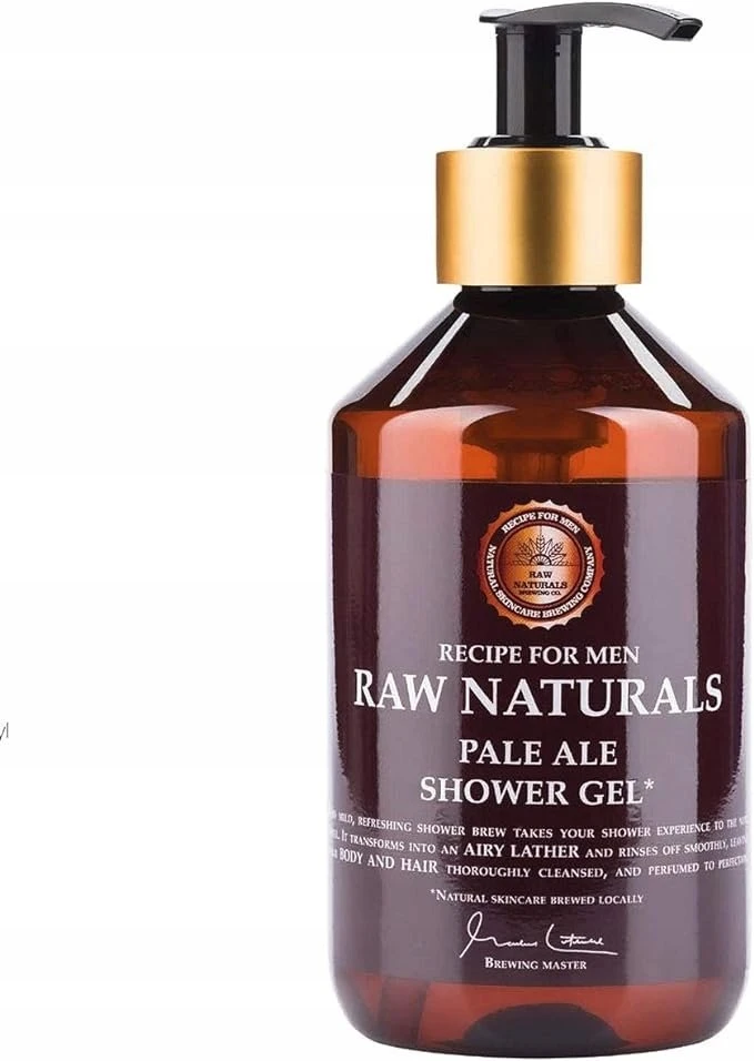 Raw Naturals Pale Ale 100% vegan Gaivinantis ir vyriškas Valomasis Dušo želė Kūnas ir Plaukai Visų tipų odai, 300 ml