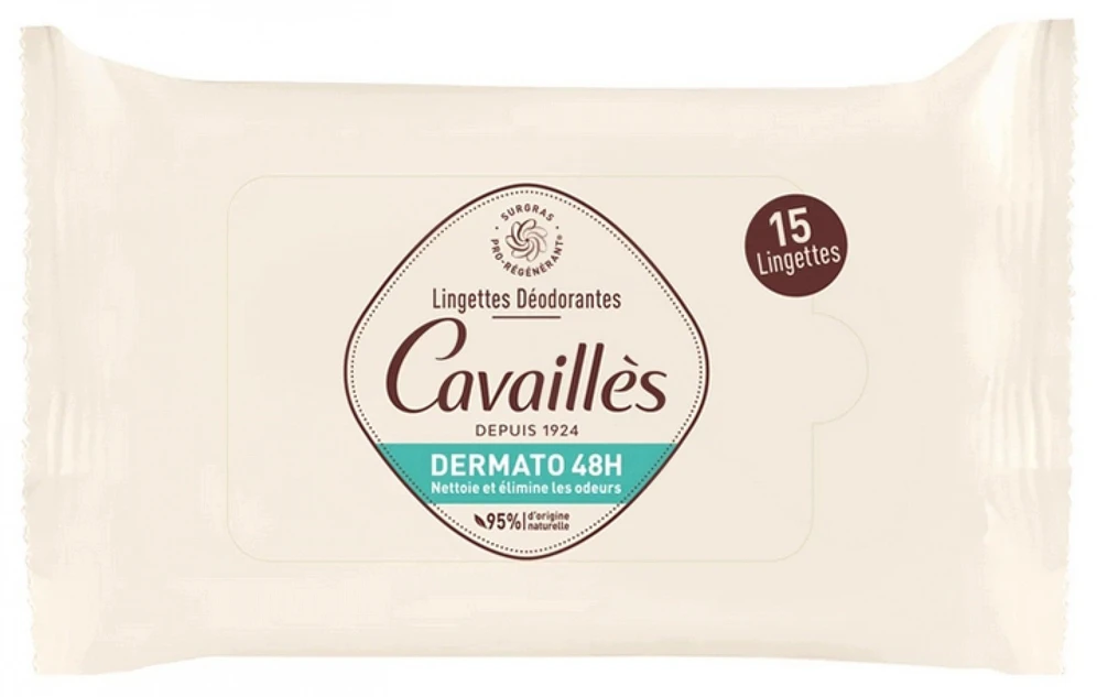 Roge Cavailles Dezodorantas Wipes 48h Protection Antiperspirant Unisex, 15 vnt.