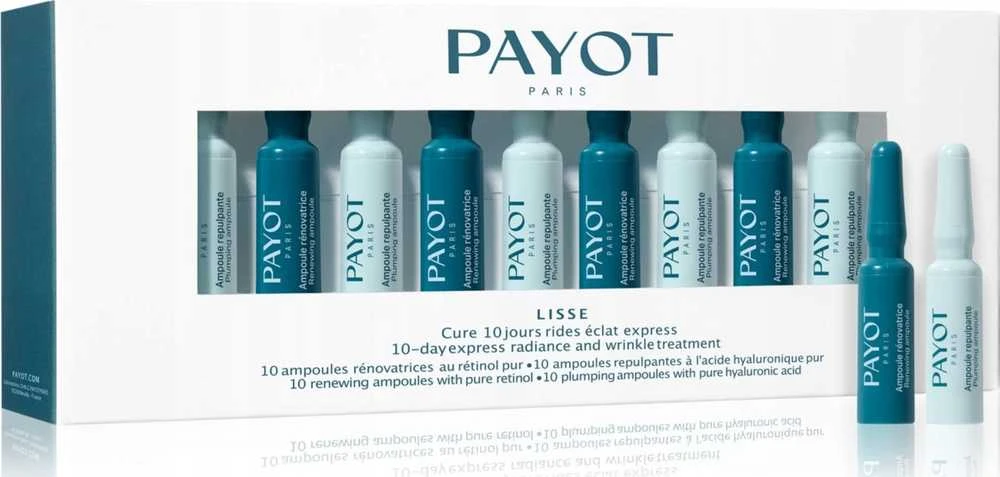 Payot Lisse Cure 10 Jours Rides Éclat Express priemonė nuo raukšlių su hialurono rūgštimi ir retinoliu – 10 dienų kursas moterims