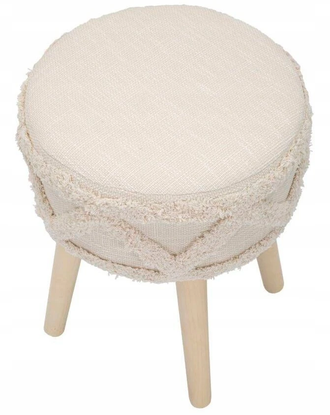 P&C Boho stiliaus taburetė, medinės kojos, Ø 32 cm