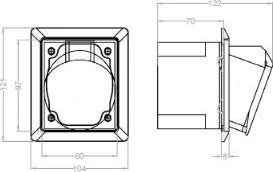 Pce SWITCH TABS SLANT 32A 5P IP44 BOX SIDE RAUDONA