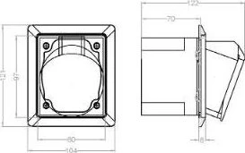 PCE Kištukinis lizdas su aliuminio 32A 5P 400V / 80x97 / pilku IP44 TWIST 425- 6pkg