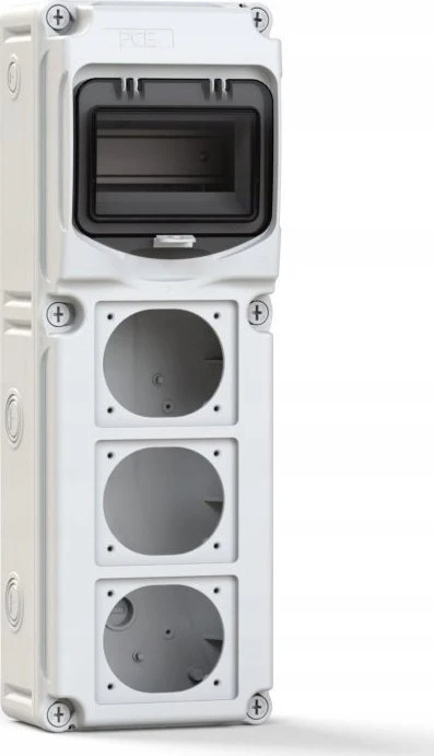 PCE ROZDZIELNICA BUDOWLANA FLEX, 6-MOD, Z 3 OTWORAMI NA GNIAZDA , MATERIAŁ ABS IP66/67, 15850603
