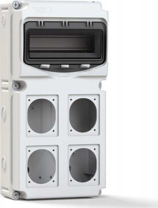 PCE ROZDZIELNICE BUDOWLANA FLEX, 10-MOD, Z 4 OTWORAMI NA GNIAZDA , MATERIAŁ ABS IP66/67, 15851004