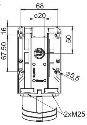 PCE Combi lizdas su jungikliu 0-1 16A M25 16/5 400V IP44 915-6w