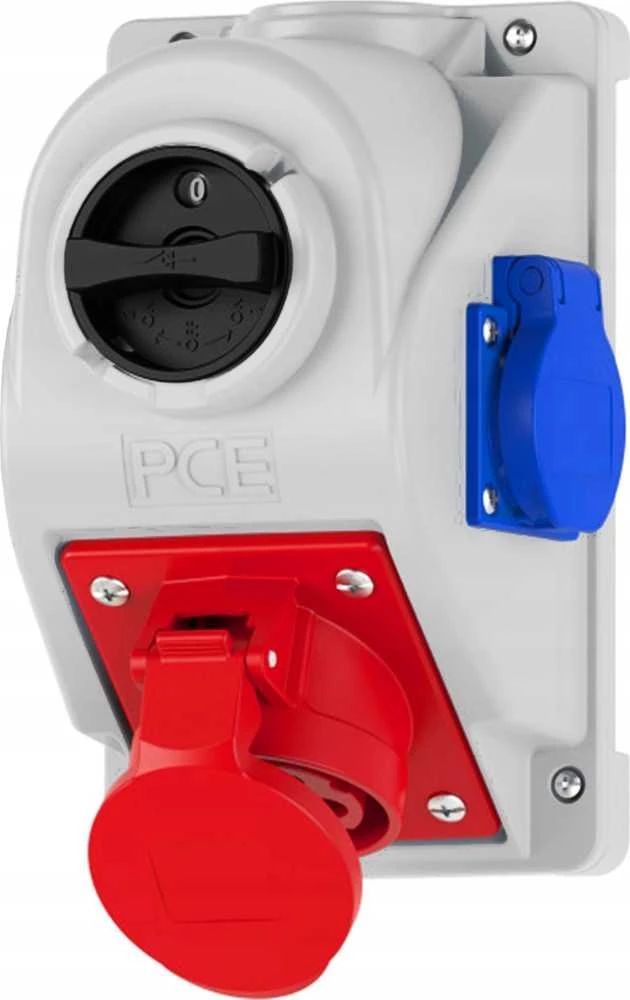 PCESP statybinis skirstomasis skydas PCE Combo-Pol 96061441W 16A 400V 3P+Z lizdas 230V jungiklis 0-1 IP44