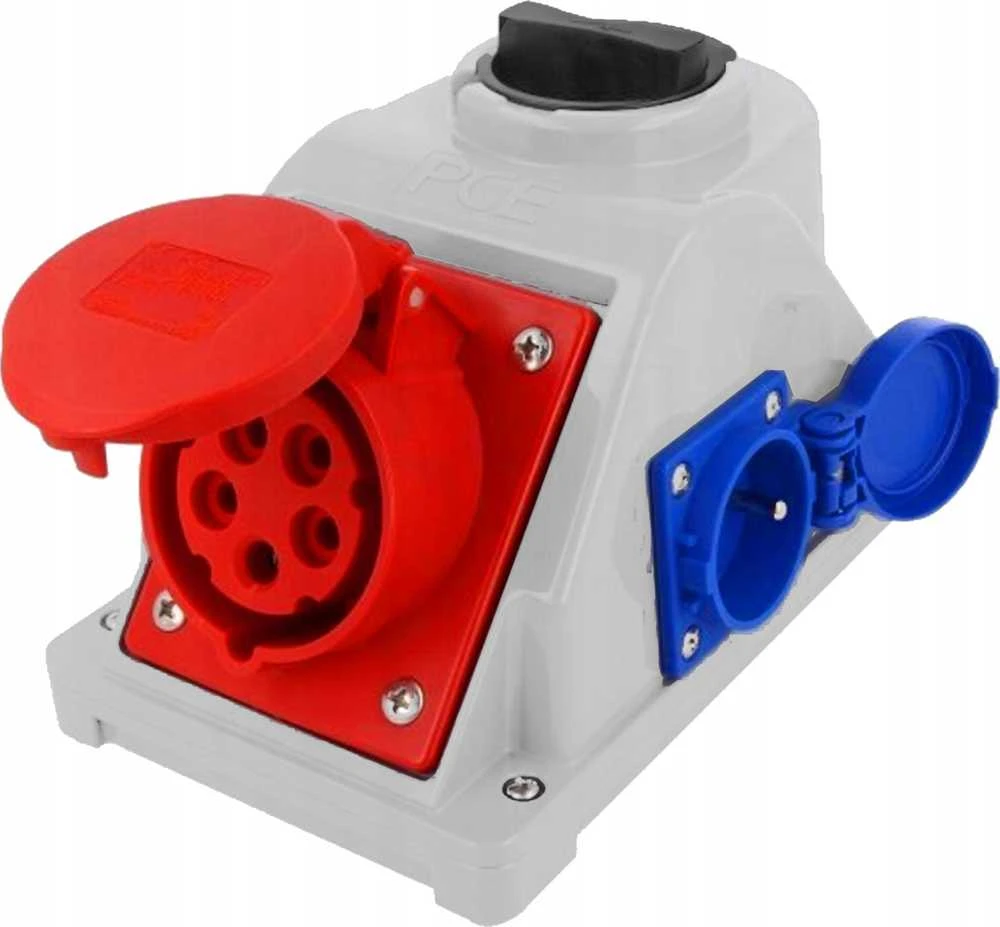 PCESP statybinis skirstomasis skydas PCE Combo-Pol 96061441W 16A 400V 3P+Z lizdas 230V jungiklis 0-1 IP44