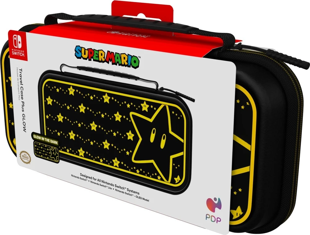 PDP GLOW Kelioninis dėklas skirtas Nintendo Switch | Mario Super Star | Šviečia tamsoje