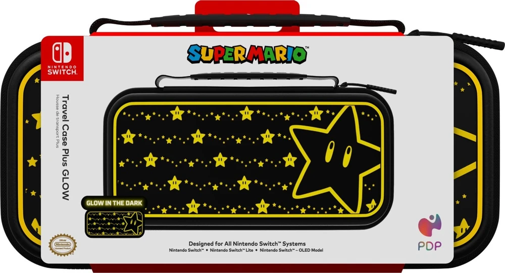 PDP GLOW Kelioninis dėklas skirtas Nintendo Switch | Mario Super Star | Šviečia tamsoje