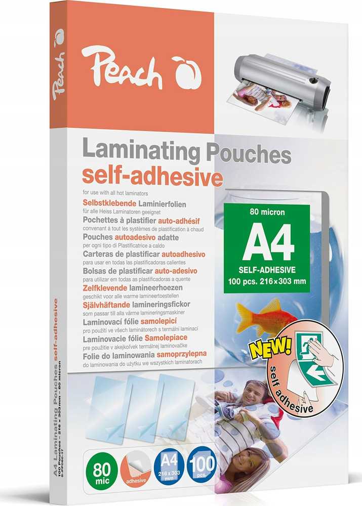 Peach laminavimo plėvelė A4 (303X216Mm), 80Mic, blizgi, lipni, 100vnt. (SPP08017)