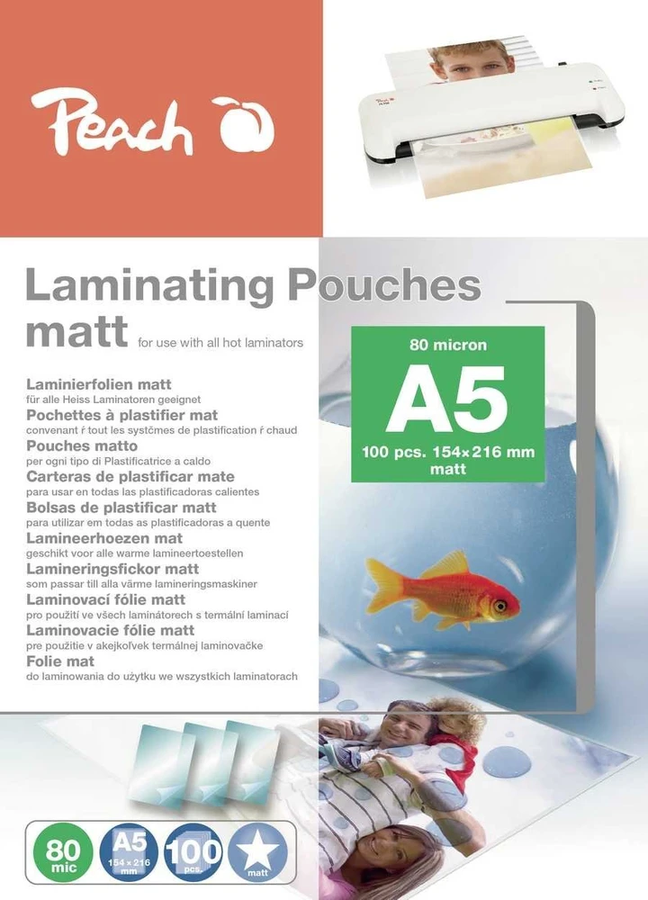 Peach folie laminacyjne A5 (154x216mm), 80mic, matt