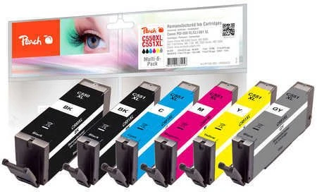 Peach Kasetė Canon PGI-550XL / CLI-551XL Multi-6 komplektas, perdirbta