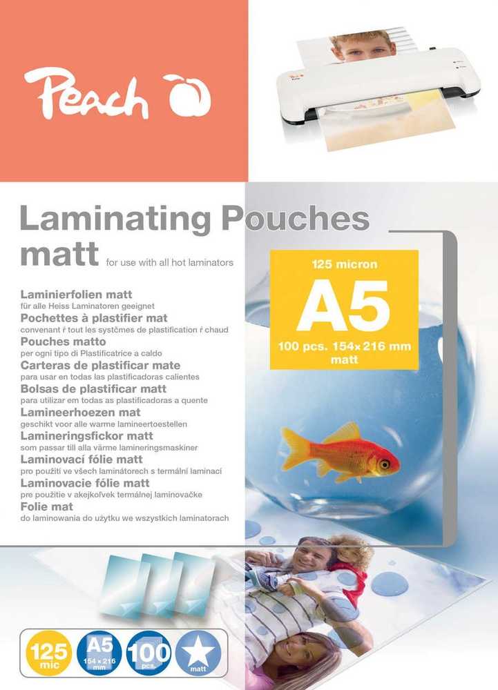 Peach Folie laminacyjne A5 (154x216mm), 125mic, matinė
