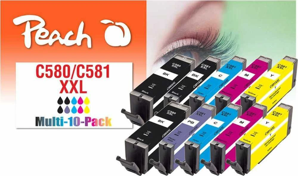 Peach Peach PI100-437 rašalo kasetė 10 vnt. Replacement Extra (Super) Didelio derlingumo Juodas, žydra, rausvai raudona, foto mėlyna, Geltonas
