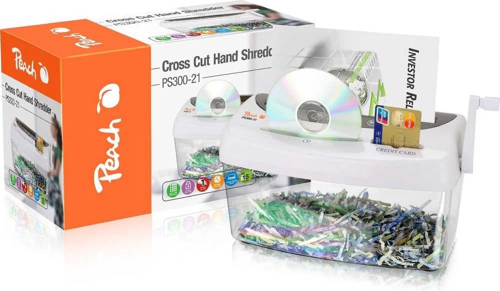 Peach PS300-21 dokumentų naikiklis Kryžminis 21 cm Juoda, Mėlyna, Pilka