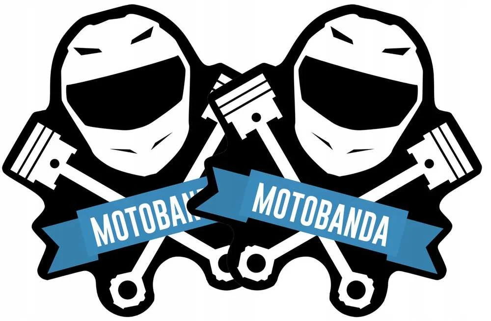 Motobanda motociklininko šalmo ir stūmoklių grafikos lipdukas