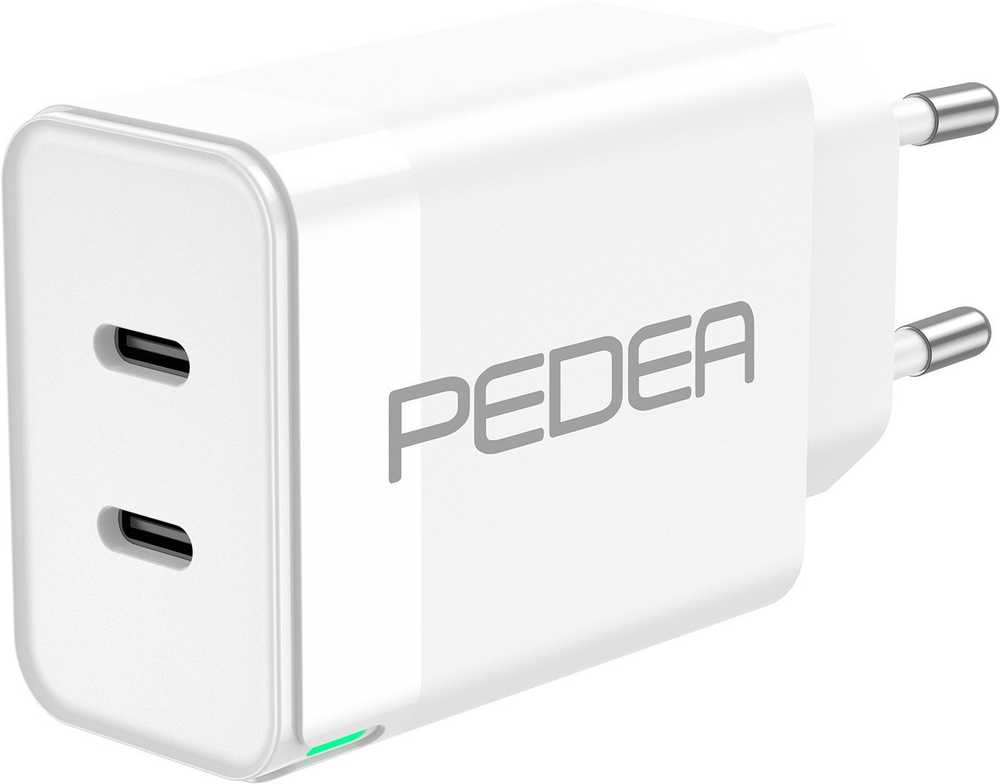 PEDEA 40W USB-C (PD) greitasis įkroviklis – 2 prievadų kelių prievadų mobiliojo telefono įkroviklis su USB-C, baltas