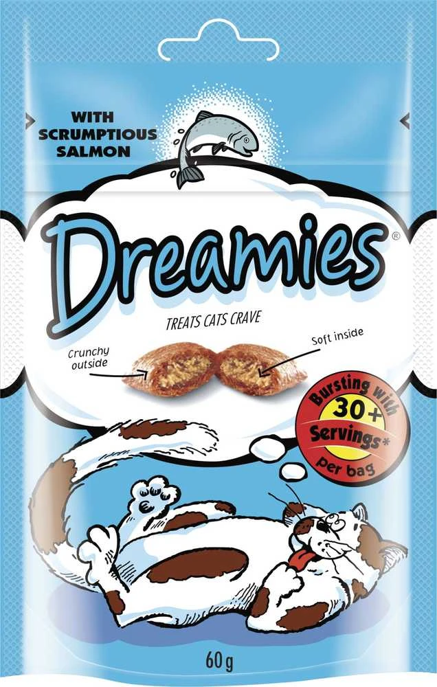 Skanėstai katėms Dreamies, su lašiša, 60 gr