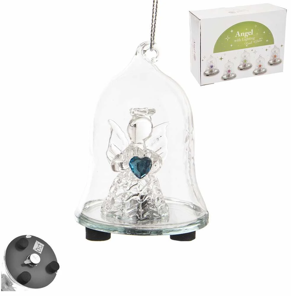 Mondex 8 cm LED STIKLINIS VARPELIS IR BATERIJOMIS MAITINAMAS ANGELAS