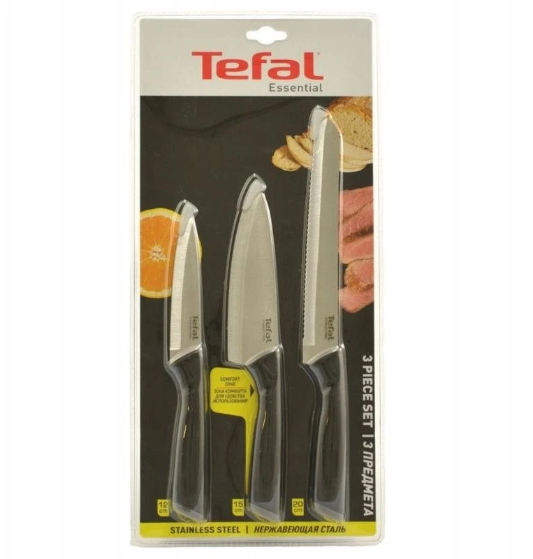 Peilių rinkinys Tefal, 3 vnt (UTILITY 12CM, CHEF 15CM, BREAD 20CM)