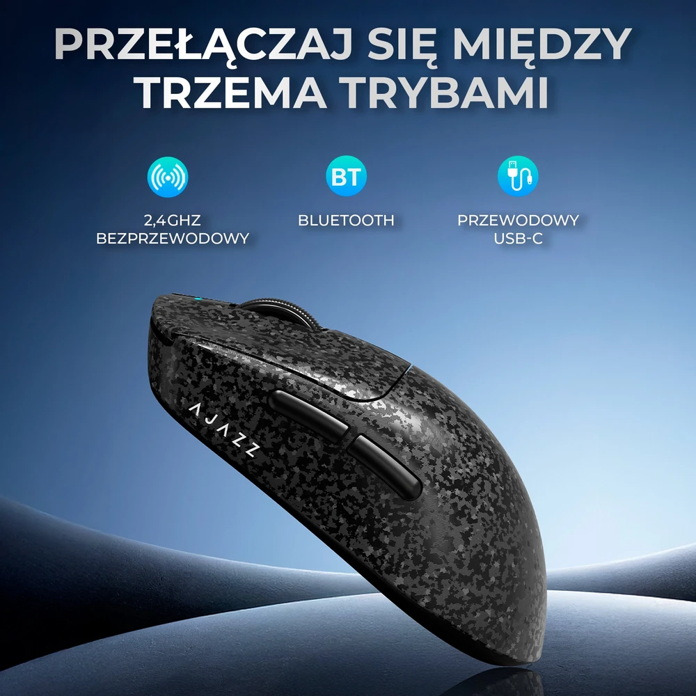 Belaidė pelė Ajazz AJ199 anglies pluošto juoda