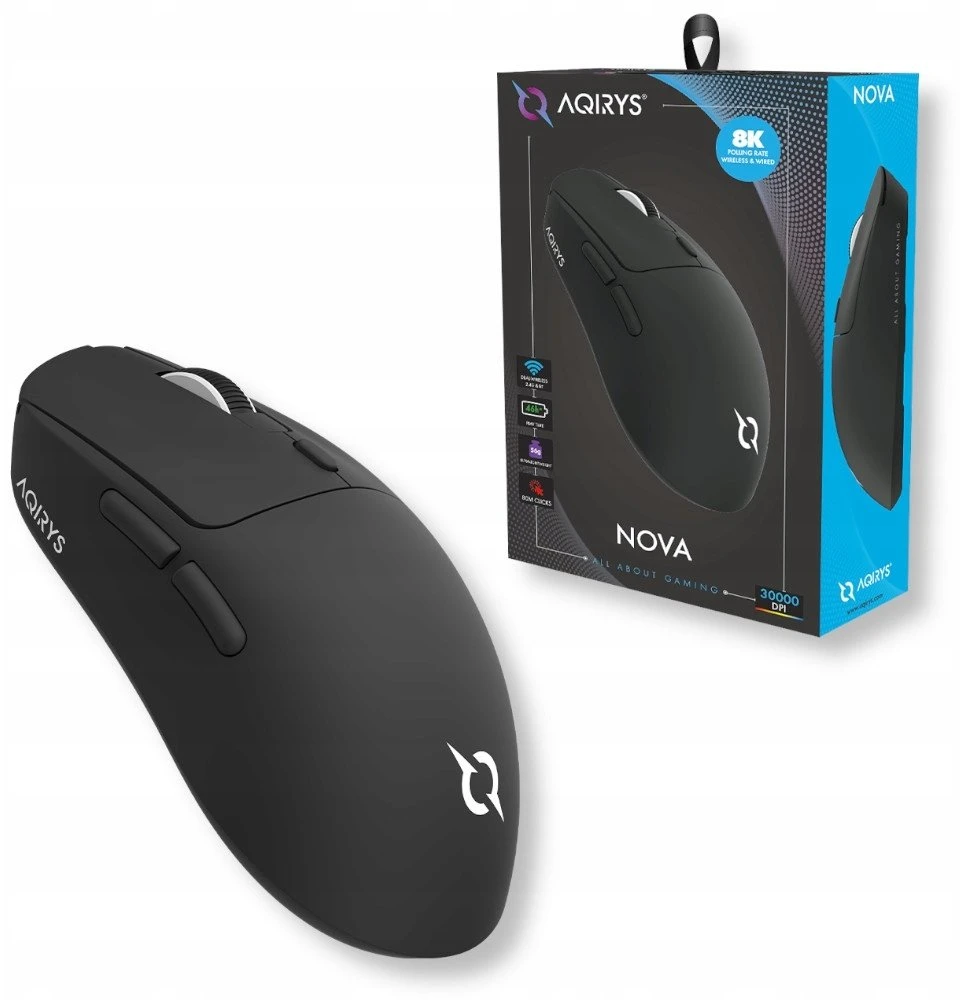 Pelė AQIRYS NOVA Dual Mode Wireless & BT + su laidu Juoda (AQI-GA-MO-12)