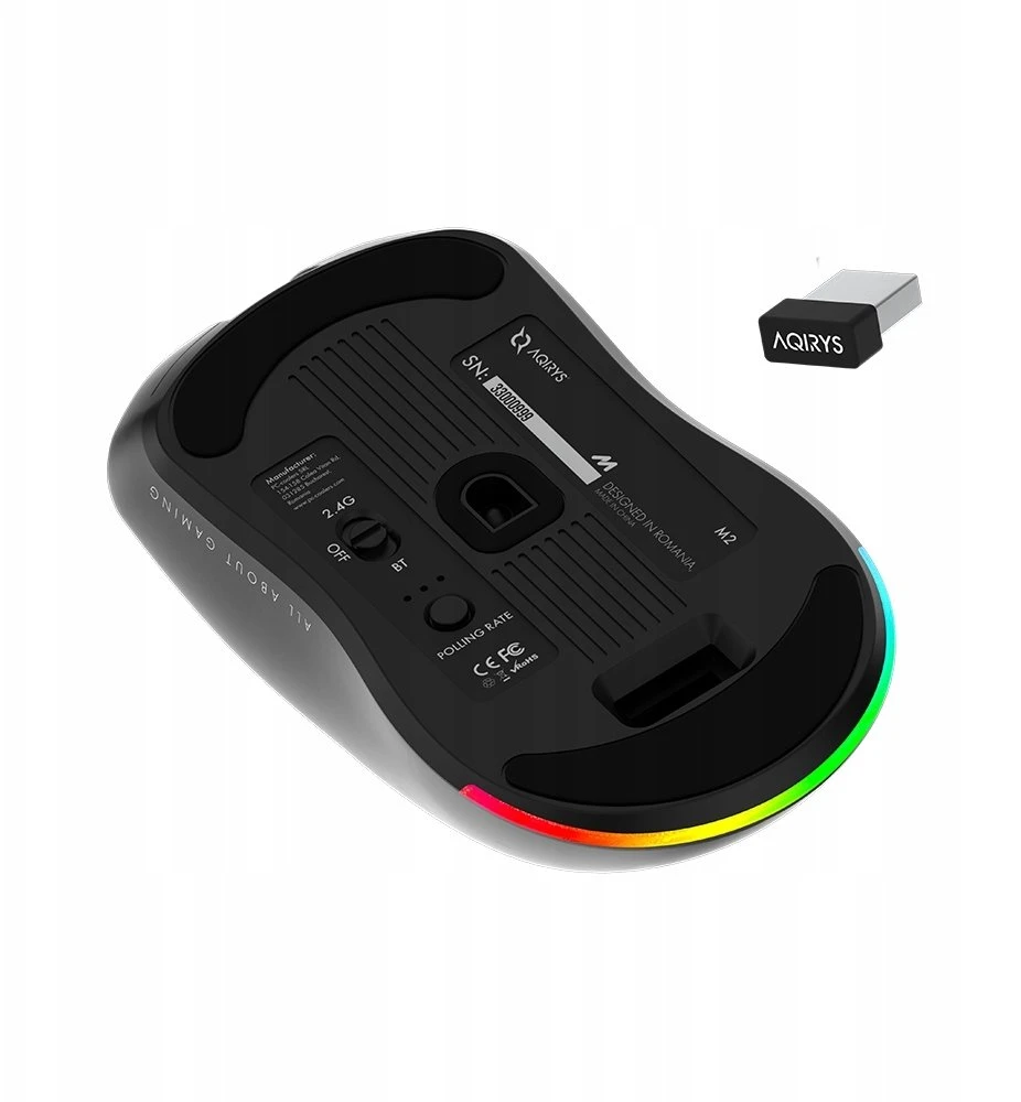 Pelė AQIRYS M2 Dual Mode Belaidė i su laidu Juodas (AQI-GA-MO-10)