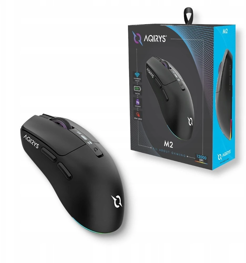 Pelė AQIRYS M2 Dual Mode Belaidė i su laidu Juodas (AQI-GA-MO-10)