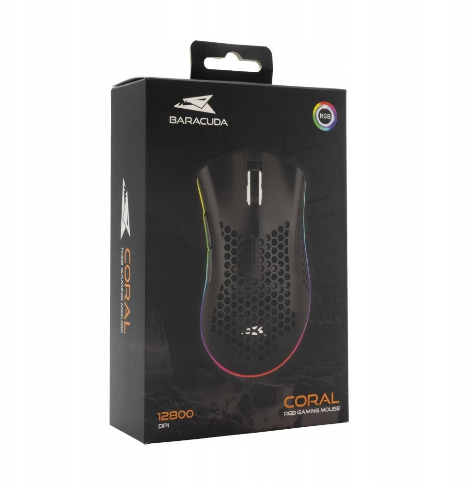 Baracuda žaidimų pelė CORAL, 6D, 12800 dpi, juodos spalvos (BGM-031)