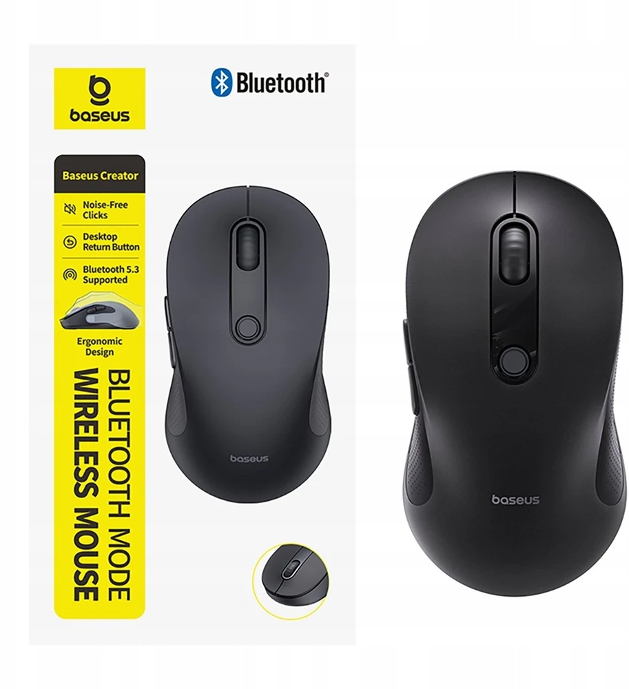 Baseus Bevielė pelė ergonomiczna Bluetooth F02 - juoda