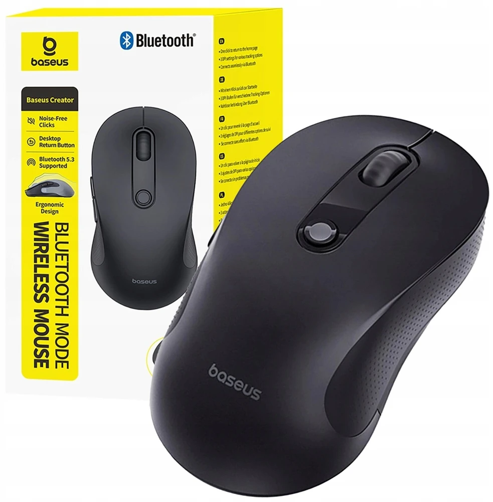 Baseus Bevielė pelė ergonomiczna Bluetooth F02 - juoda