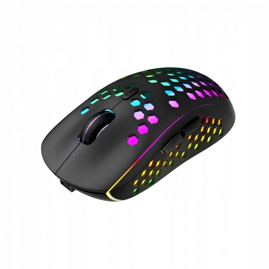 „Pelė Canyon Canyon 7keys“ belaidė žaidimų pelė 2.4G, KA8 jutiklis, DPI iki 1600, guminė danga ant skydelio, „Huano 1million“ jungiklis, 45 cm PVC laidas, ABS medžiaga, ., 400mAh baterija, dydis: 125.8*63.7*41mm, svoris: 95g, juoda