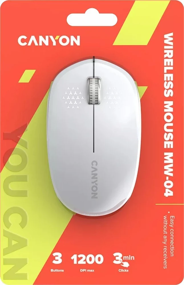 CANYON pelė MW-04 3buttons BT Wireless Baltas