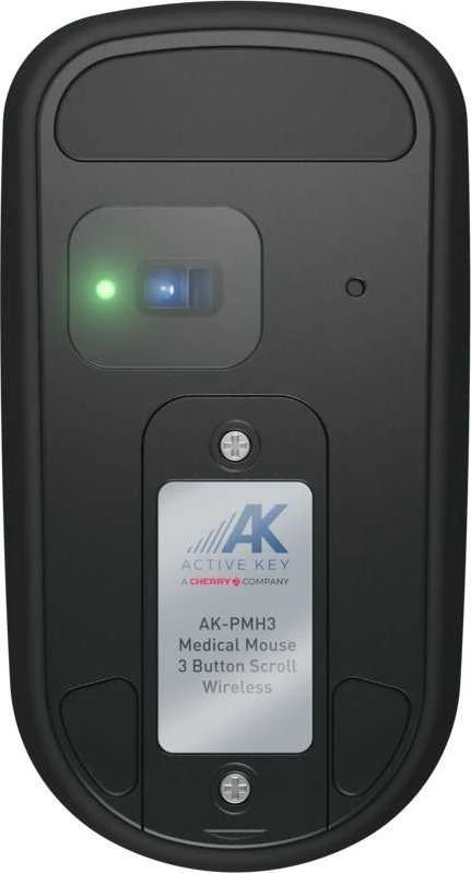 Cherry Pelė AK-PMH3 Medical 3-Button Scroll Wireless sealed Juodas IP68 belaidė. 3-Button-Scroll-Steuerung. IP68