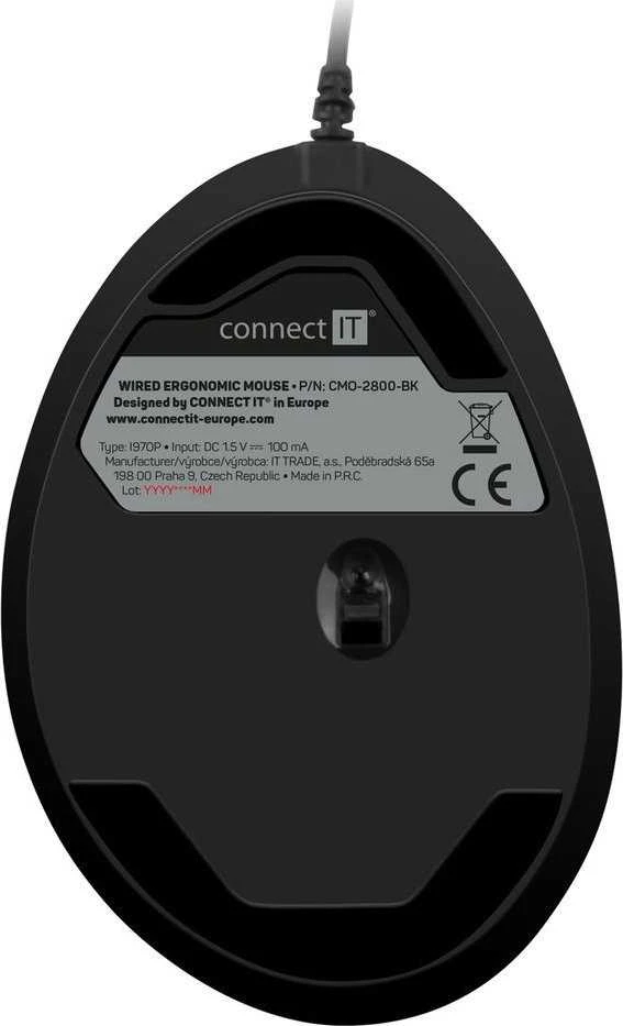 CONNECT IT GAME FOR HEALTH ergonomiška vertikali pelė, su laidu, juoda