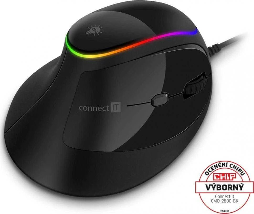 CONNECT IT GAME FOR HEALTH ergonomiška vertikali pelė, su laidu, juoda
