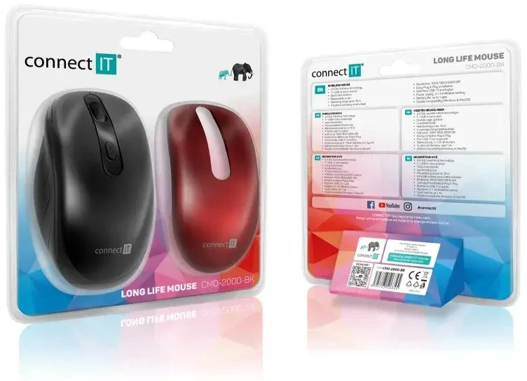 Pelė Connect IT LONG LIFE belaidė tylioji, USB, juoda (CMO-2000-BK)