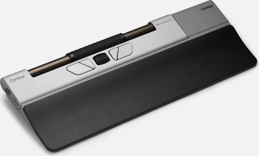 Pelė Carruzzo Contour Design RollerMouse Go Dock atrama riešui Plastikas, Veganiška oda Juoda, Pilka