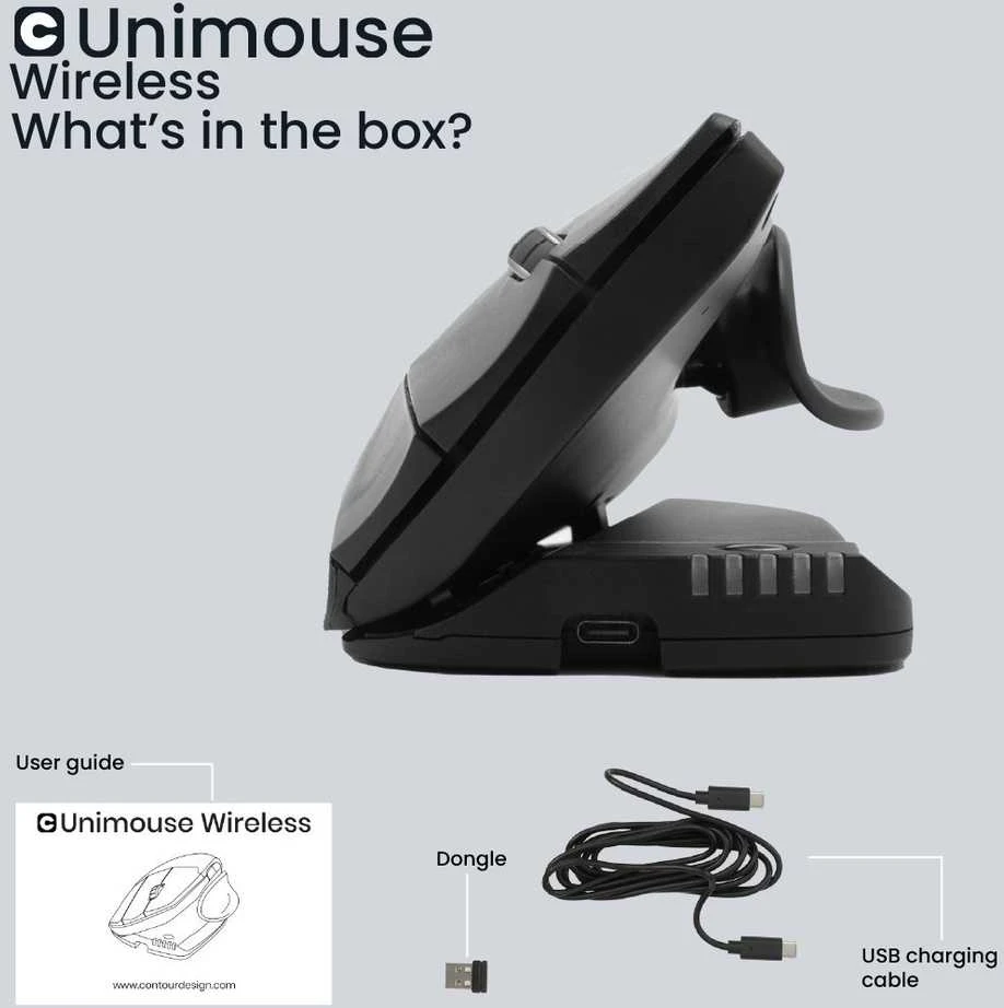 Carruzzo Contour Design Unimouse kompiuterinė pelė Biuras dešinei rankai RF belaidė + Bluetooth + USB Type-A Optinis 4000 DPI