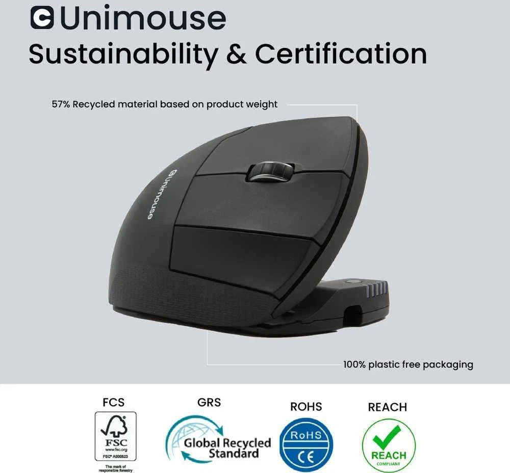 Carruzzo Contour Design Unimouse kompiuterinė pelė Biuras dešinei rankai RF belaidė + Bluetooth + USB Type-A Optinis 4000 DPI