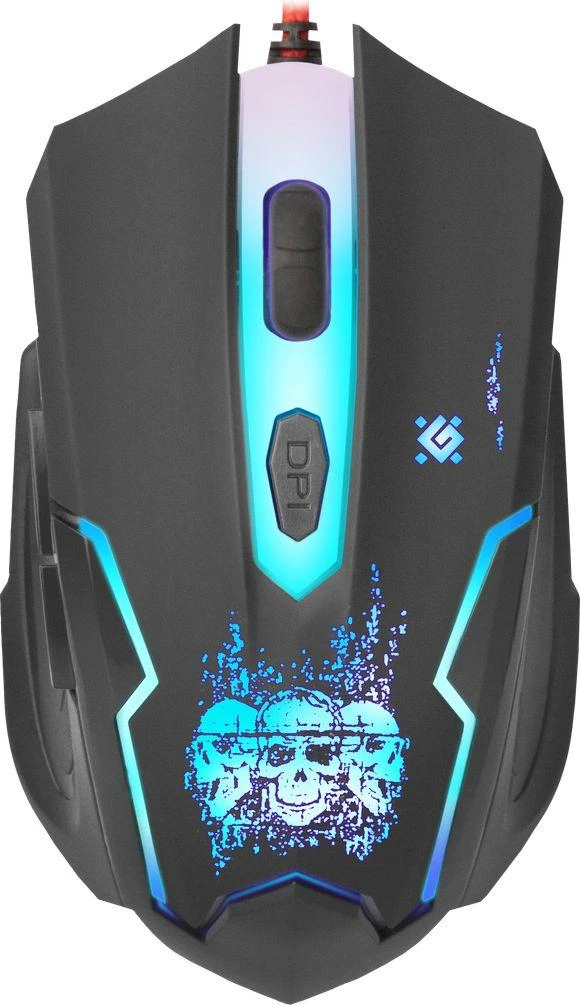 DEFENDER pelė su laidu žaidimams Skull GM-180L juodas,6 buttons, 3200dpi, 52180