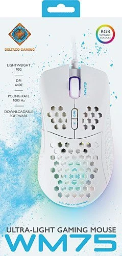 Deltaco Gaming Baltas LINE WM75 Lengva žaidimų pelė, RGB, balta GAM-108-W
