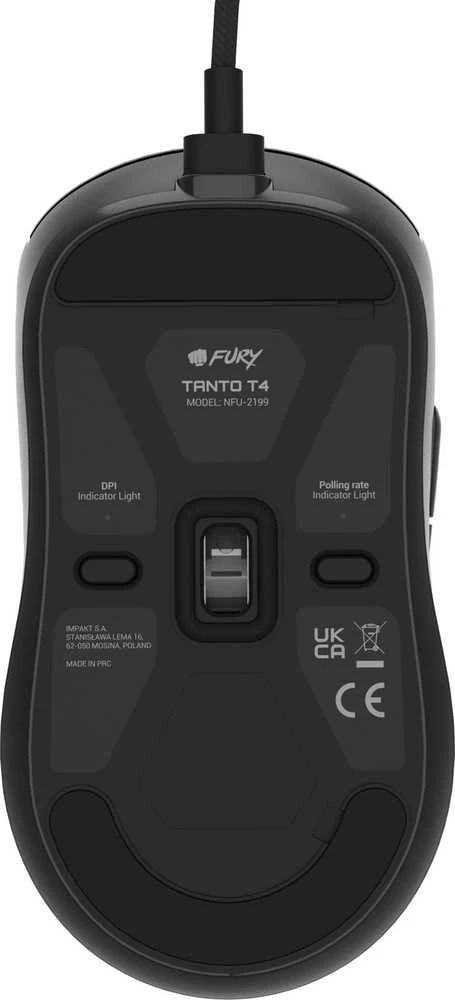 Pelė Myszka žaidimams Fury Tanto T4 su laidu 12000 dpi optinė juoda