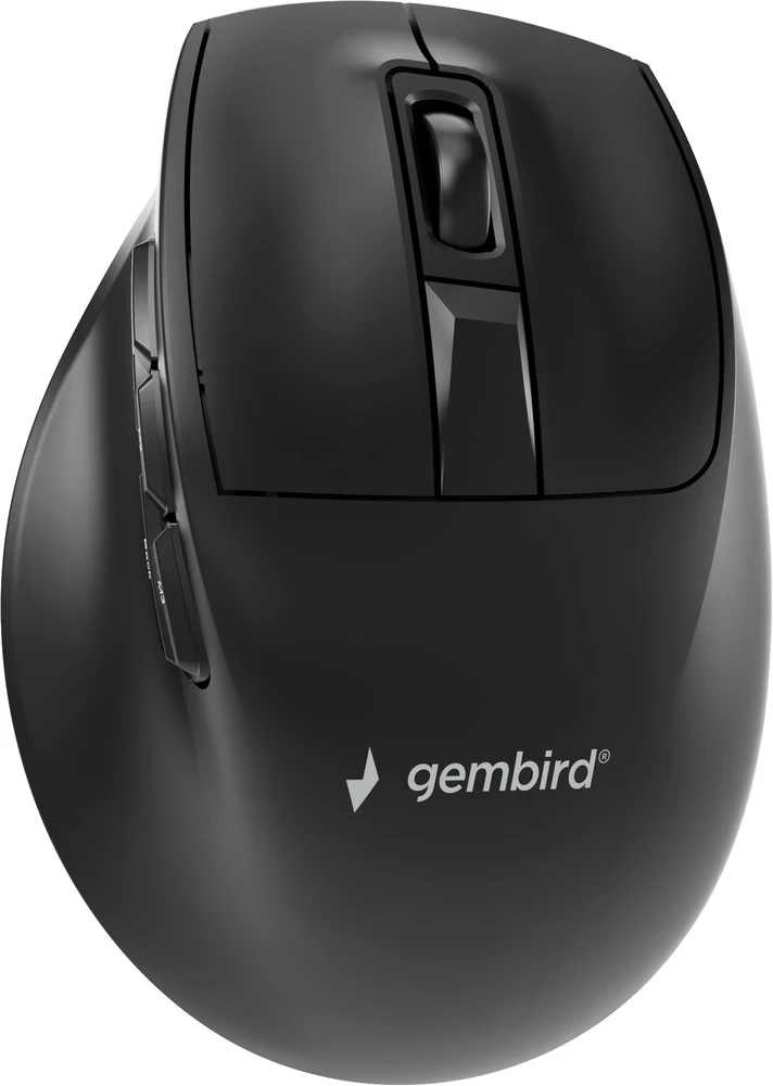 Gembird MUSW3-9B-01 Triple-mode wireless ergonomic pelė (2.4G + BT + USB), 2400 DPI, 9-button, juodas
