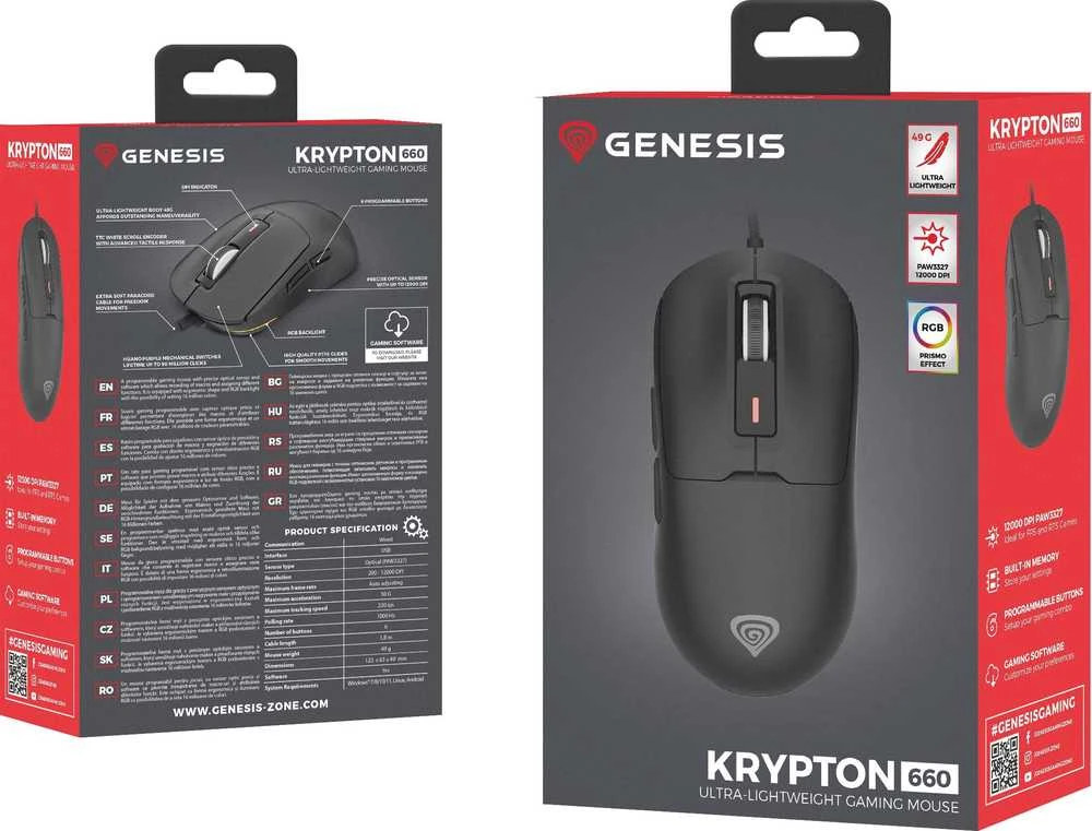 Genesis | Pelė žaidimams | Krypton 660 | su laidu | USB Type-A | Juodas