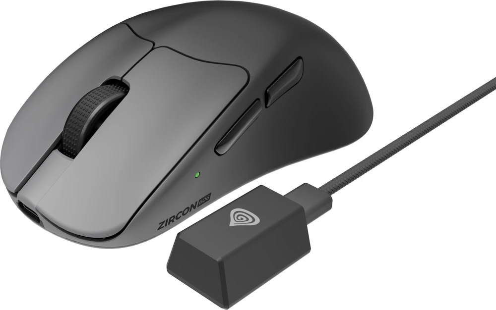 Pelė Myszka žaidimams Genesis Zircon 606 8k belaidė 26000 dpi optinė juoda-pilka