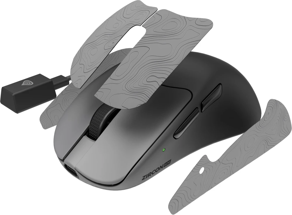 Pelė Myszka žaidimams Genesis Zircon 606 8k belaidė 26000 dpi optinė juoda-pilka