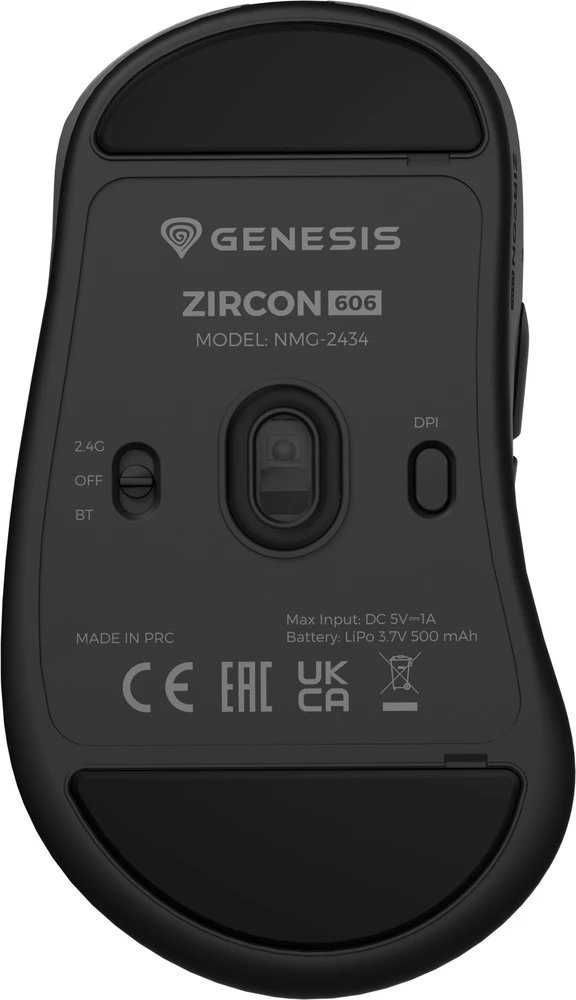 Pelė Myszka žaidimams Genesis Zircon 606 8k belaidė 26000 dpi optinė juoda-pilka