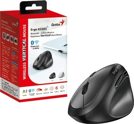 Genius Ergo 8350S Bevielė pelė, pilka, 2400DPI